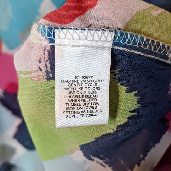 LIZ CLAIBORNE CAREER Classic Watercolor Sheer Blouse LP - Picture 10 of 16